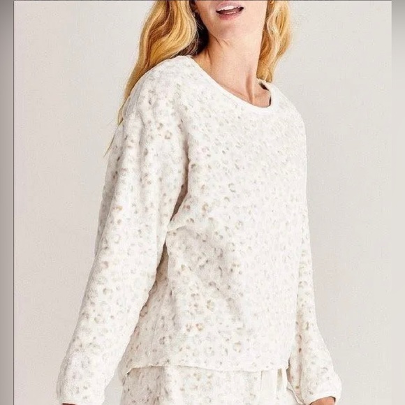 Z Supply Lounge Frosted Leopard Plush Fleece Pullover Top Size M Medium NWT - Picture 2 of 7